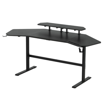 Techni Sport TS91D Gaming Desk with Shelves & Accessory Holder, Black 