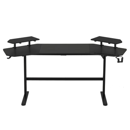 Techni Sport TS91D Gaming Desk with Shelves & Accessory Holder, Black 