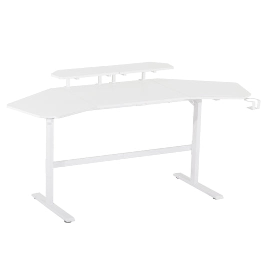 Techni Sport TS91D Gaming Desk with Shelves & Accessory Holder, White