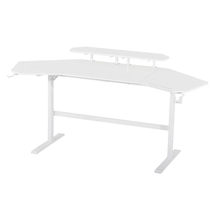 Techni Sport TS91D Gaming Desk with Shelves & Accessory Holder, White