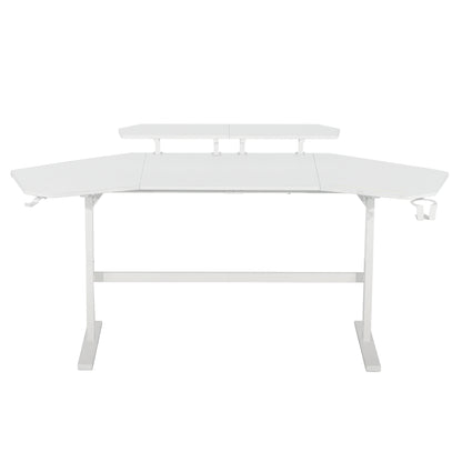 Techni Sport TS91D Gaming Desk with Shelves & Accessory Holder, White