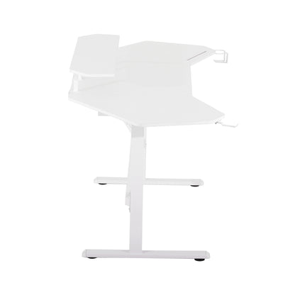 Techni Sport TS91D Gaming Desk with Shelves & Accessory Holder, White