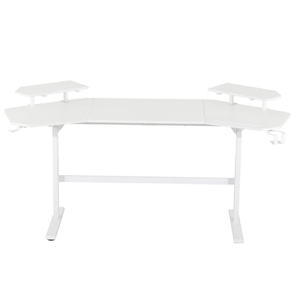 Techni Sport TS91D Gaming Desk with Shelves & Accessory Holder, White