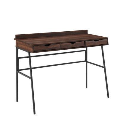 42" 3-Drawer Angled Front Desk - Dark Walnut