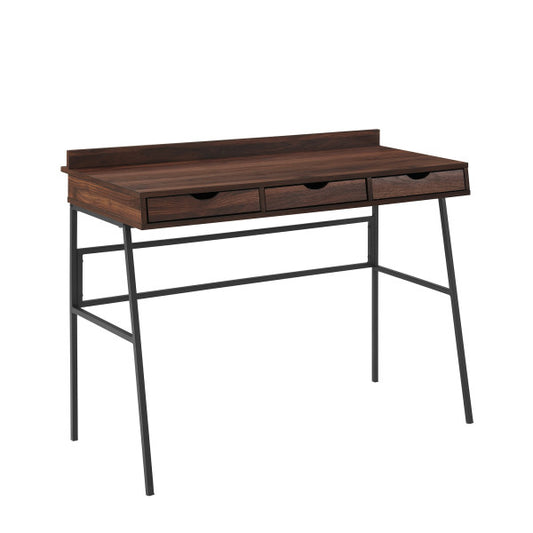 42" 3-Drawer Angled Front Desk - Dark Walnut