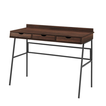 42" 3-Drawer Angled Front Desk - Dark Walnut
